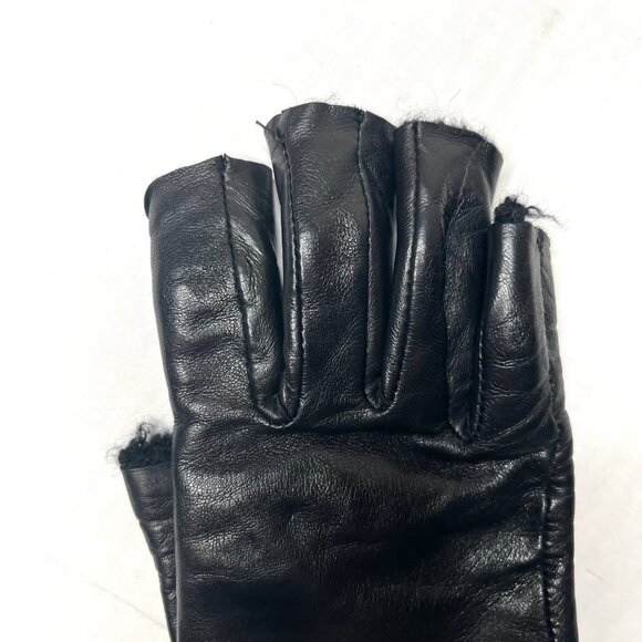 Preston & York Leather Fingerless Gloves Cashmere Lined Womens Ripped Grunge Psy - Picture 6 of 8